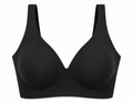 Black HugMyBody™ Essential Jelly Bra with a smooth seamless design, wide shoulder straps and V-neckline, shown from the front on a white background.