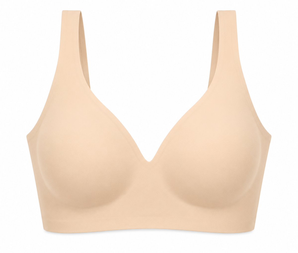 Sand HugMyBody™ Essential Jelly Bra with a smooth seamless design, wide shoulder straps and V-neckline, shown from the front on a white background.